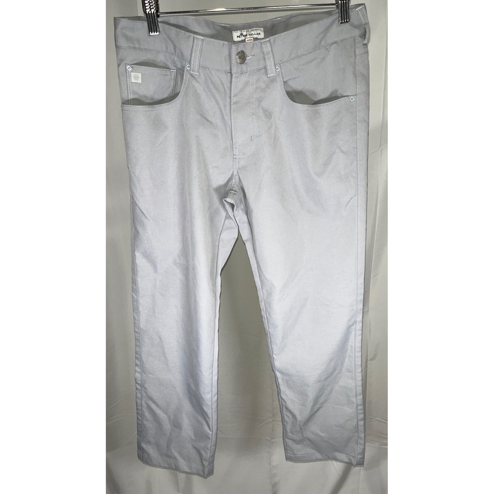 Peter Millar Men's 5-Pocket Pants Light Grey Straight Leg Casual Trousers 30x34